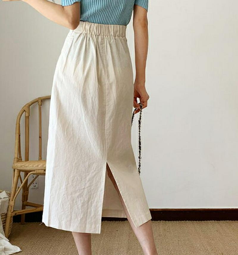 Hラインリネン混スカート・全3色・t59716 レディース【sk】【スカート ミディ丈 ミディスカート Hライン スリット リネ