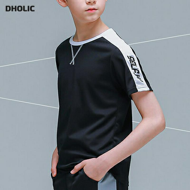 配色レタリングスリーブTシャツ(ブラック)・p001797 キッズ【9~17才】【tops】【トップス Tシャツ 半袖 ロゴ ロ