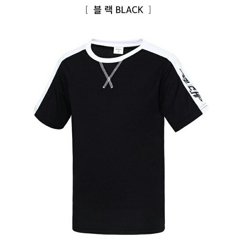 配色レタリングスリーブTシャツ(ブラック)・p001797 キッズ【9~17才】【tops】【トップス Tシャツ 半袖 ロゴ ロ