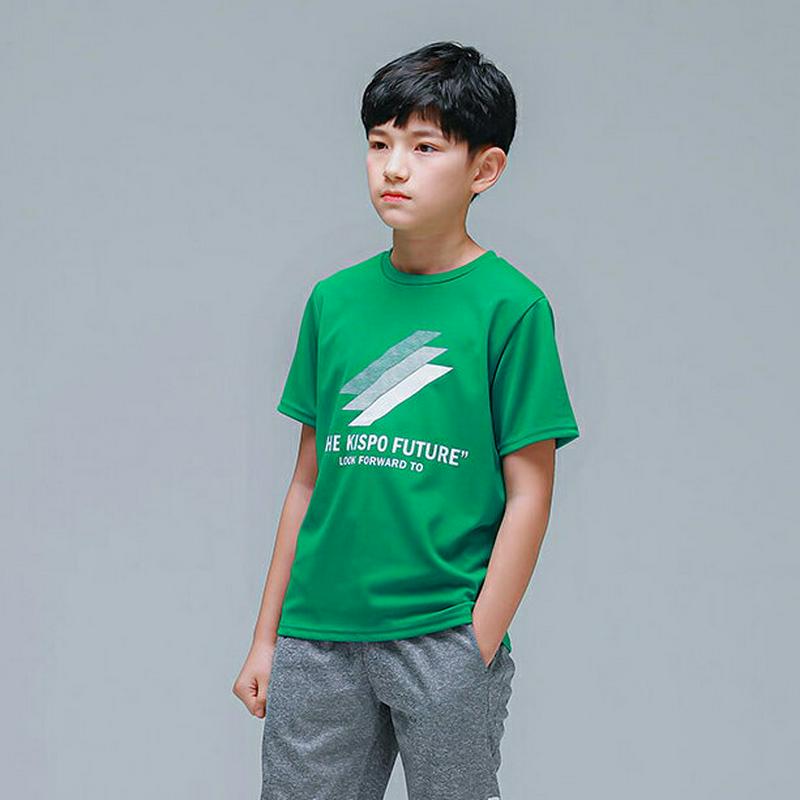 KISPOロゴTシャツ(グリーン)・p001892 キッズ【9~17才】【tops】【トップス Tシャツ 半袖 ロゴ ロゴT カ