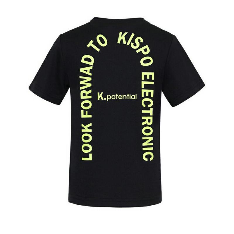 カーブレタリングTシャツ(ブラック)・p001911 キッズ【9~17才】【tops】【トップス Tシャツ 半袖 ロゴ ロゴT 
