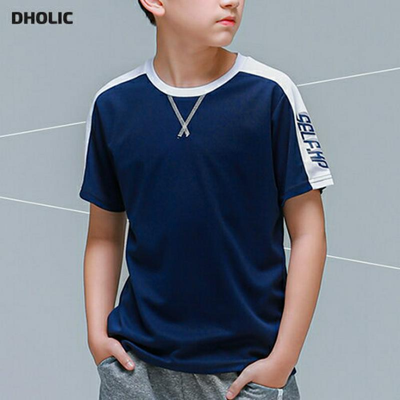 配色レタリングスリーブTシャツ(ネイビー)・p001798 キッズ【9~17才】【tops】【トップス Tシャツ 半袖 ロゴ ロ