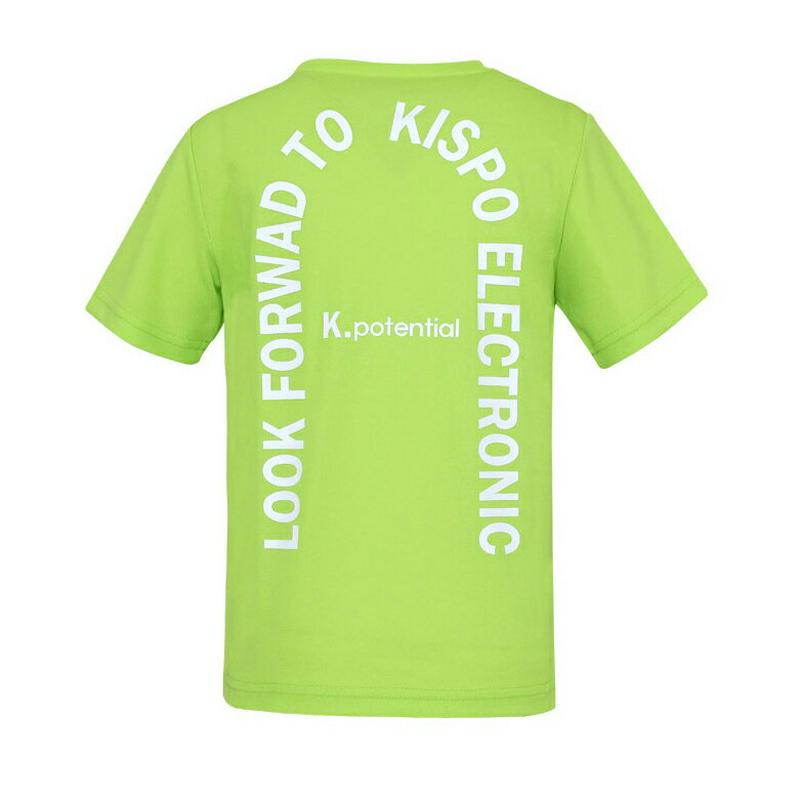 カーブレタリングTシャツ(ライム)・p001913 キッズ【9~17才】【tops】【トップス Tシャツ 半袖 ロゴ ロゴT カ