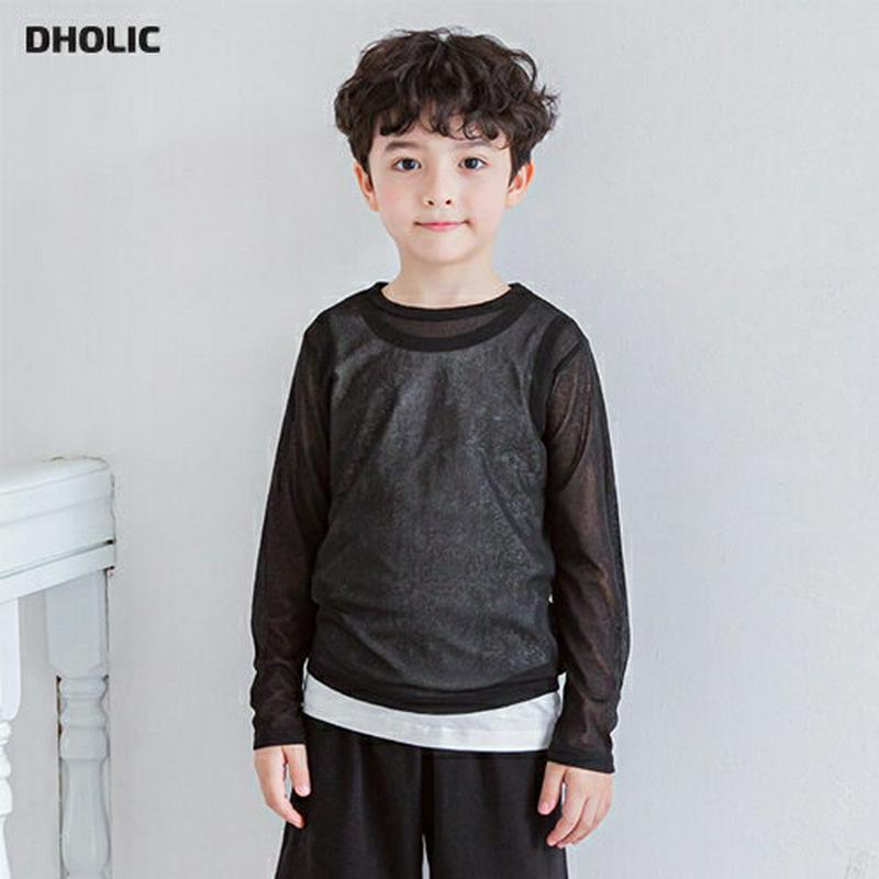 メッシュ長袖Tシャツ(junior)・p002413 キッズ【9~17才】【tops】【トップス Tシャツ 長袖 メッシュ 透け感 シースルー シアー 透け 単色 無地 シンプル カジュアル 女の子 男の子 春 秋 子供 こども 子供服 こども服】【KIDS】