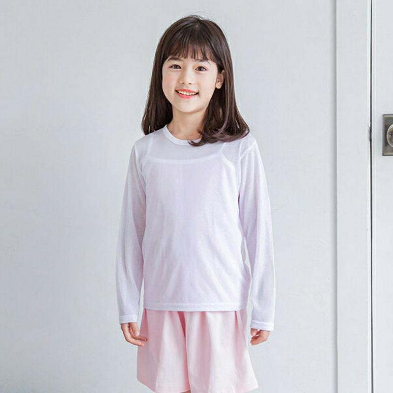 メッシュ長袖Tシャツ(junior)・p002413 キッズ【9~17才】【tops】【トップス Tシャツ 長袖 メッシュ 透け感 シースルー シアー 透け 単色 無地 シンプル カジュアル 女の子 男の子 春 秋 子供 こども 子供服 こども服】【KIDS】