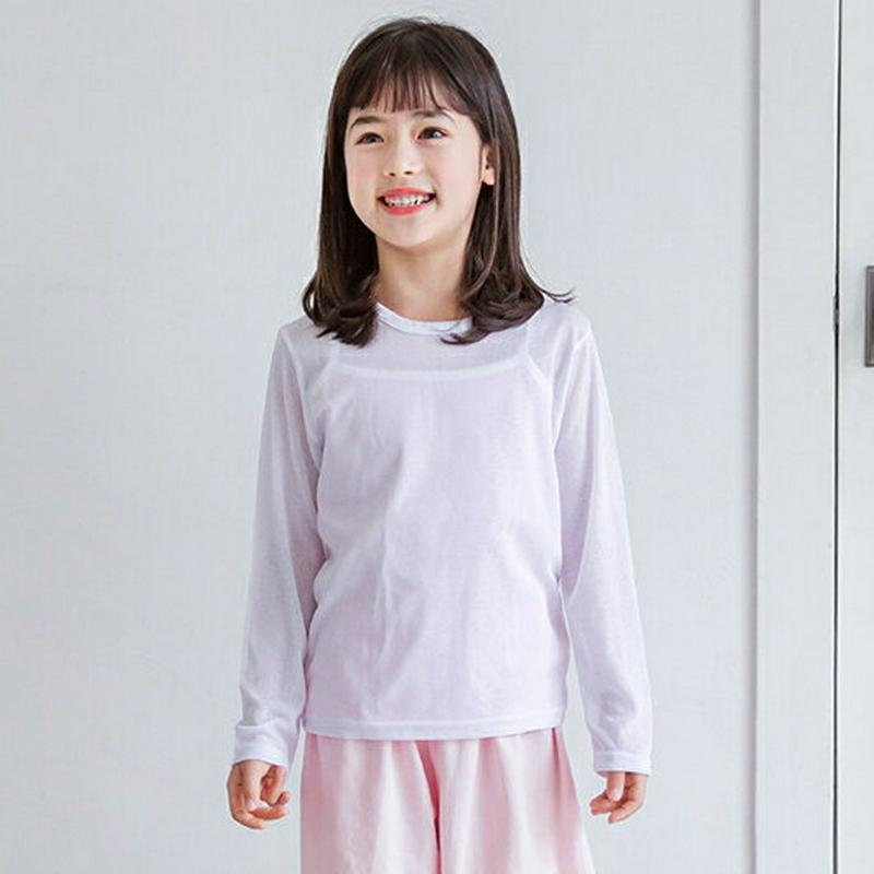 メッシュ長袖Tシャツ(junior)・p002413 キッズ【9~17才】【tops】【トップス Tシャツ 長袖 メッシュ 透け感 シースルー シアー 透け 単色 無地 シンプル カジュアル 女の子 男の子 春 秋 子供 こども 子供服 こども服】【KIDS】