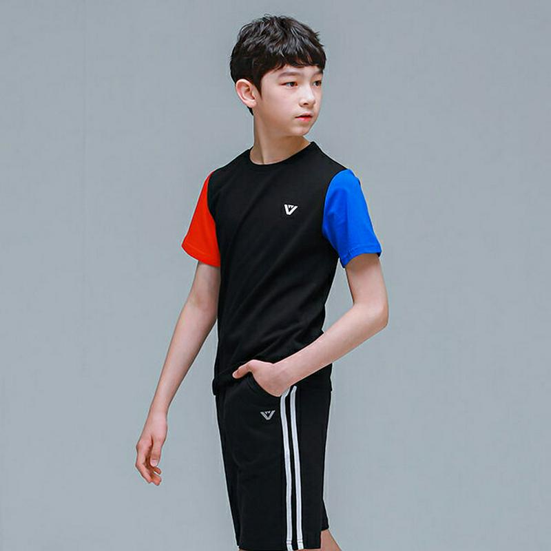 配色スリーブロゴシャツ(ブラック)・p001870 キッズ【9~17才】【tops】【トップス Tシャツ 半袖 配色 カジュアル