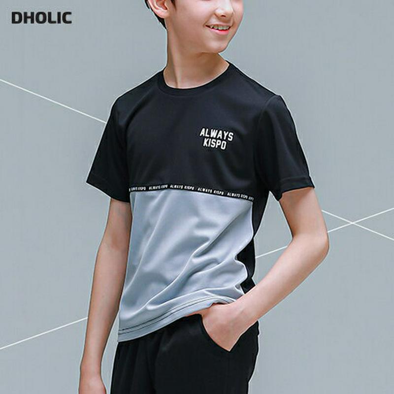 ALWAYSカラーブロックTシャツ(ブラック)・p001906 キッズ【9~17才】【tops】【トップス　Tシャツ 半袖 カラ