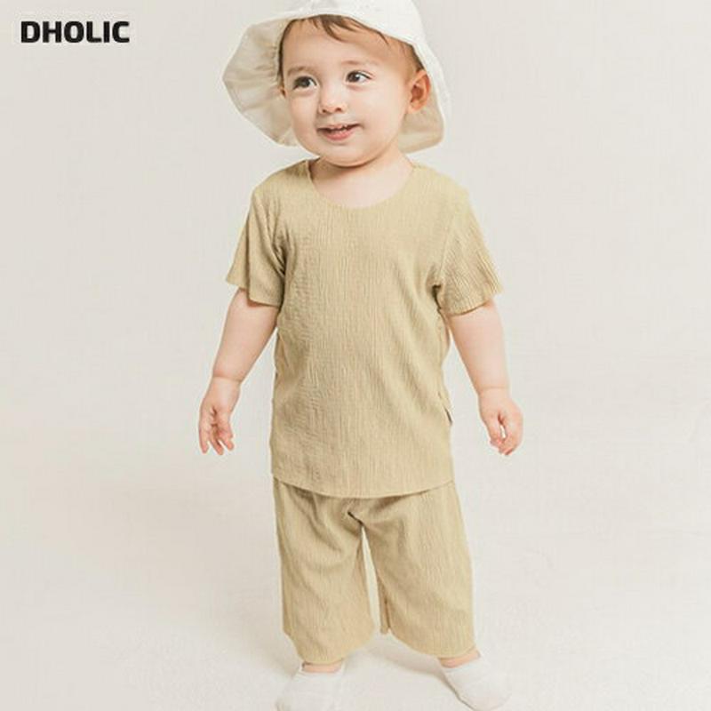 プリーツ上下SET(ベージュ)・p002832 キッズ【0~2才】【set】【セットアップ トップス Tシャツ 半袖 ハーフスリーブ パンツ ズボン 単色 無地 シンプル カジュアル プリーツ 女の子 男の子 子供 こども 子供服 こども服】【KIDS】