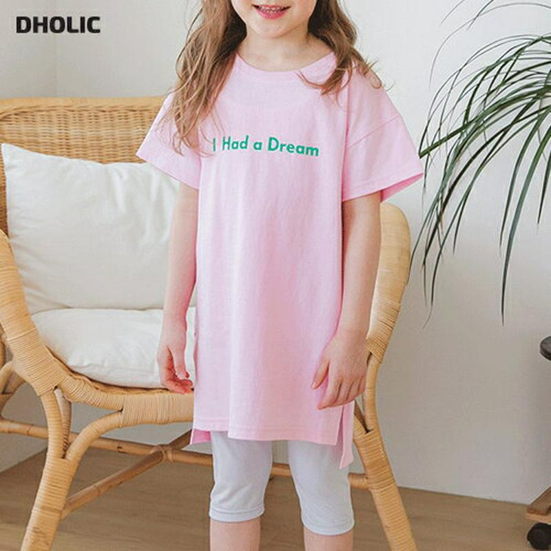 DreamスリットTシャツ&レギンスSET(ピンク)・p002362 キッズ【3~8才】【set】【セット セット商品 set 