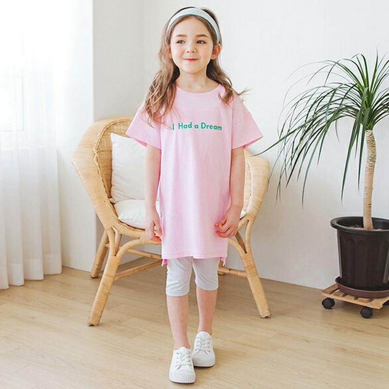 DreamスリットTシャツ&レギンスSET(ピンク)・p002362 キッズ【3~8才】【set】【セット セット商品 set 
