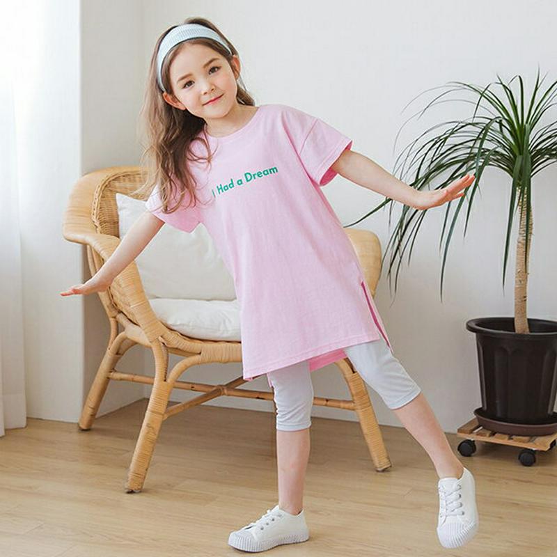DreamスリットTシャツ&レギンスSET(ピンク)・p002362 キッズ【3~8才】【set】【セット セット商品 set 