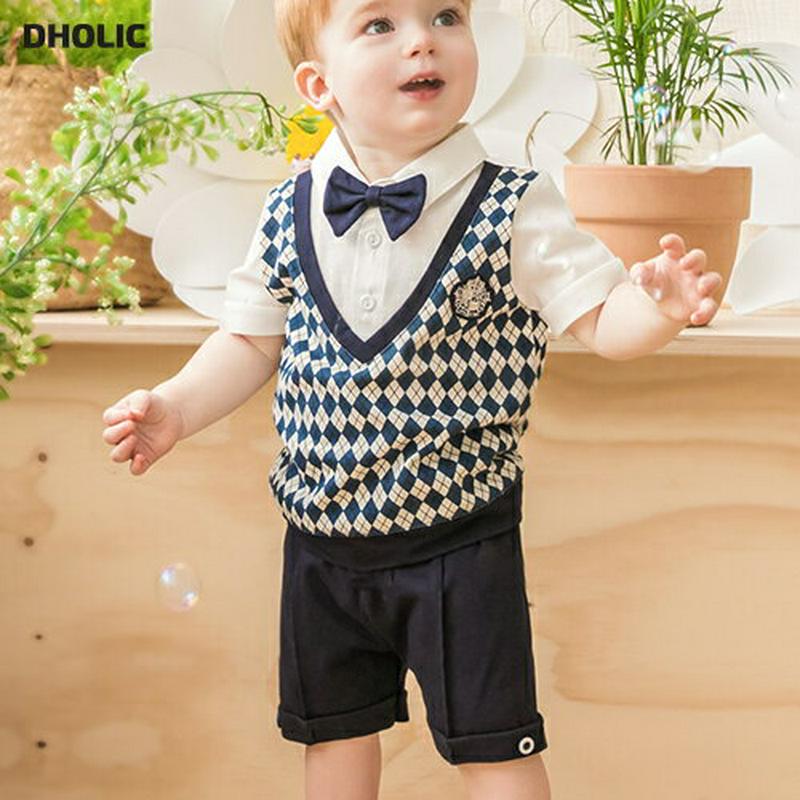 アーガイルレイヤードTシャツ&パンツSET・p002401 キッズ【0~2才】【tops】【トップス Tシャツ 半袖 アーガイル パンツ ズボン ハーフパンツ 半ズボン 結婚式 発表会 男の子 子供 こども 子供服 こども服】【KIDS】
