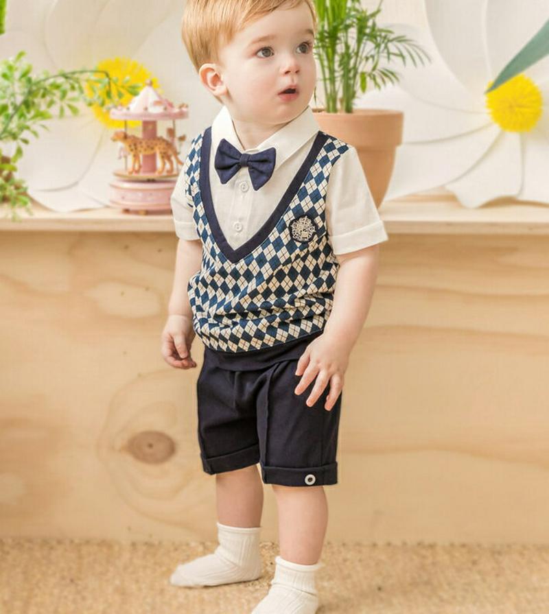 アーガイルレイヤードTシャツ&パンツSET・p002401 キッズ【0~2才】【tops】【トップス Tシャツ 半袖 アーガイル パンツ ズボン ハーフパンツ 半ズボン 結婚式 発表会 男の子 子供 こども 子供服 こども服】【KIDS】