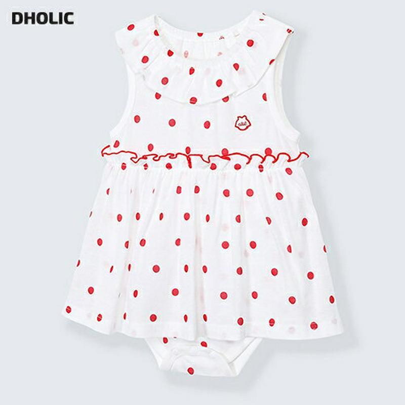 ドット柄ワンピース風ロンパース・p002182 キッズ【0~2才】【bc】【ロンパース ワンピース風 ドット 柄 スリーブレス 