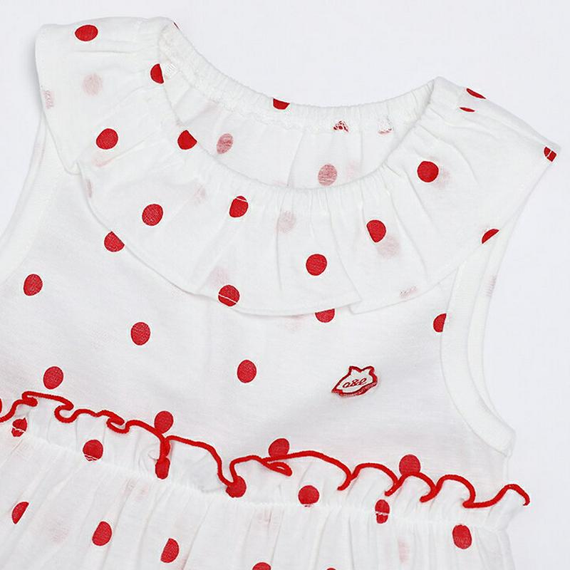 ドット柄ワンピース風ロンパース・p002182 キッズ【0~2才】【bc】【ロンパース ワンピース風 ドット 柄 スリーブレス 