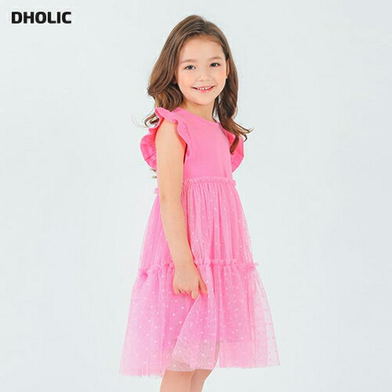 ドットチュールワンピース・p001745 キッズ【3~8才】【ops】【ワンピース ミディ丈 ミディワンピース チュール チュールワンピース フリル ガーリー スリーブレス ノースリーブ ドット かわいい 女の子 夏 子供 こども 子供服 こども服】【KIDS】