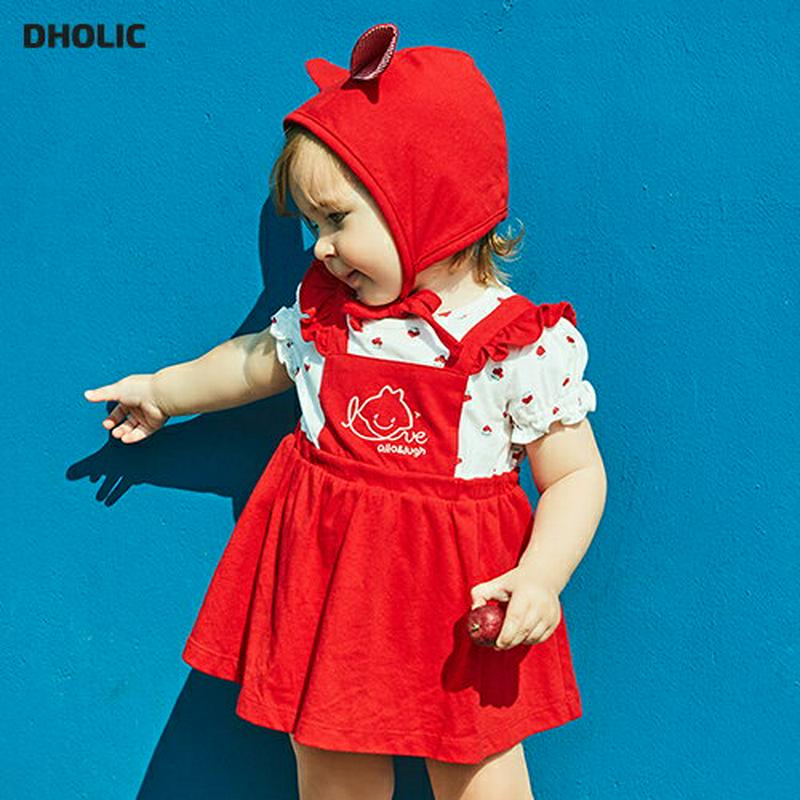 帽子付レイヤードボディスーツワンピース・p002169 キッズ【0~2才】【ops】【ワンピース ミニワンピース 帽子 セット 