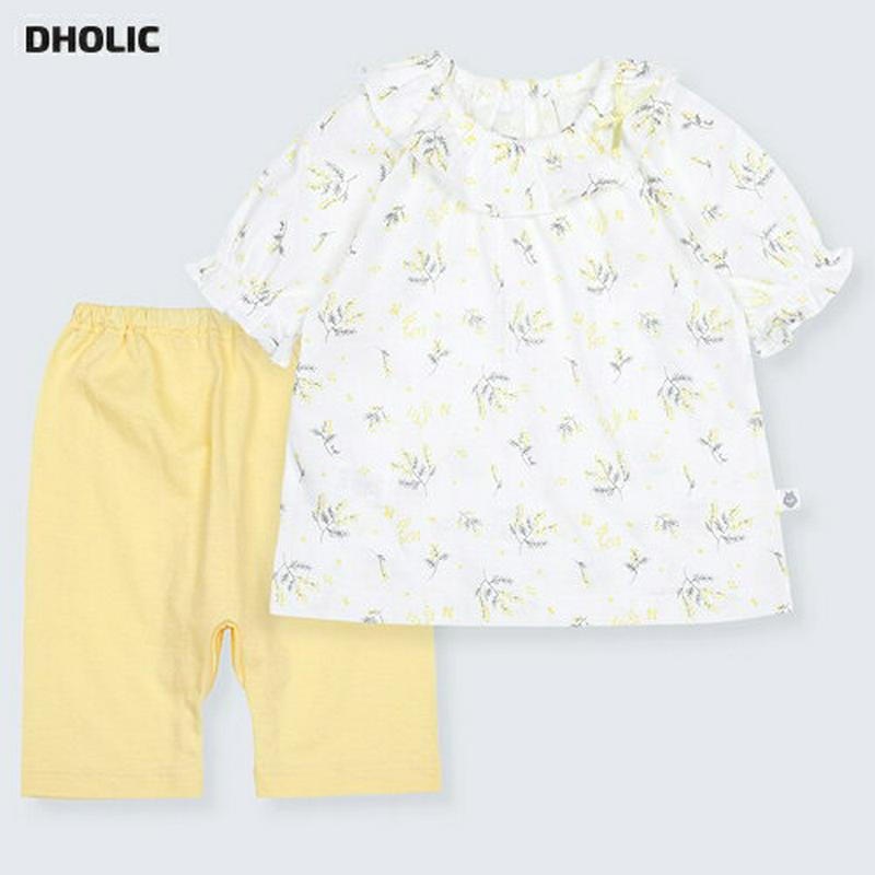 ラッフルネックパターン上下SET・p002172 キッズ【0~2才】【set】【セット セット商品 set トップス Tシャツ 