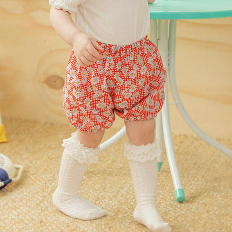 花柄チェックブルマパンツ(レッド)・p002395 キッズ【0~2才】【pt】【ブルマ パンツ 半ズボン ズボン ボトムス チェック柄 チェック ギンガムチェック 花柄 ガーリー フラワー 可愛い かわいい 女の子 子供 こども 子供服 こども服】【KIDS】
