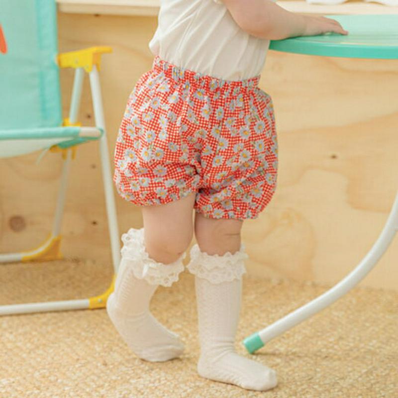 花柄チェックブルマパンツ(レッド)・p002395 キッズ【0~2才】【pt】【ブルマ パンツ 半ズボン ズボン ボトムス チェック柄 チェック ギンガムチェック 花柄 ガーリー フラワー 可愛い かわいい 女の子 子供 こども 子供服 こども服】【KIDS】