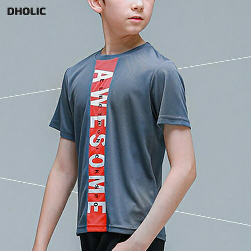 センターレタリングTシャツ(チャコール) p001786 キッズ 【9~17才】【tops】【韓国 ファッション トップス Tシ
