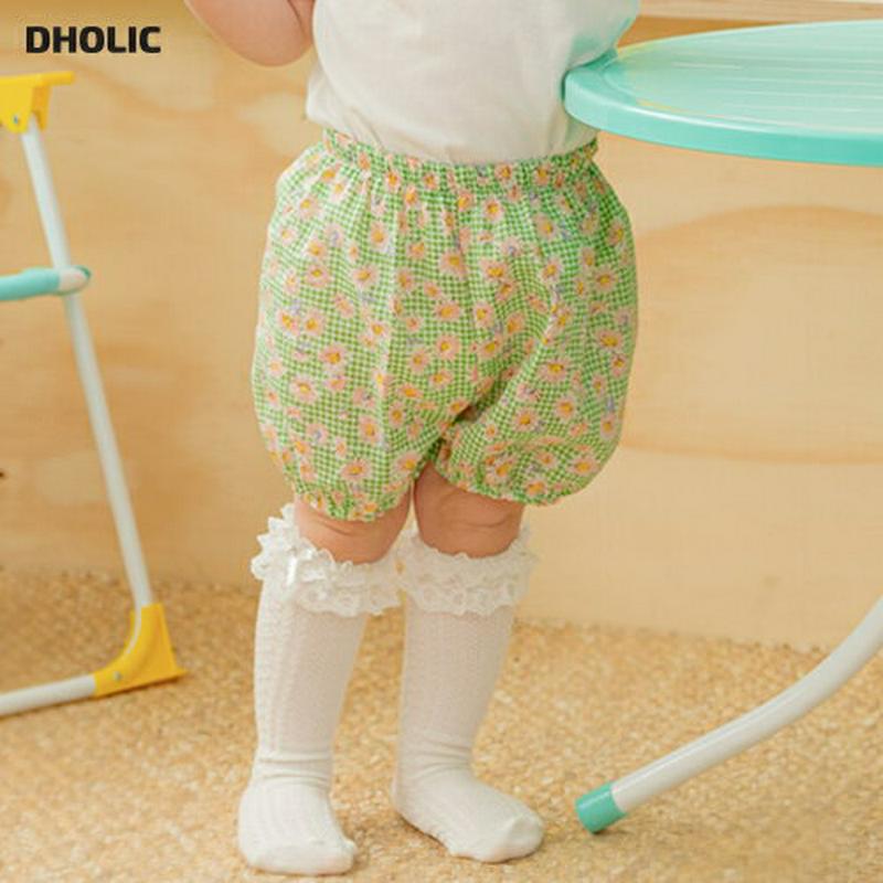 花柄チェックブルマパンツ(グリーン)・p002396 キッズ【0~2才】【pt】【ブルマ パンツ 半ズボン ズボン ボトムス チェック柄 チェック ギンガムチェック 花柄 ガーリー フラワー 可愛い かわいい 女の子 子供 こども 子供服 こども服】【KIDS】