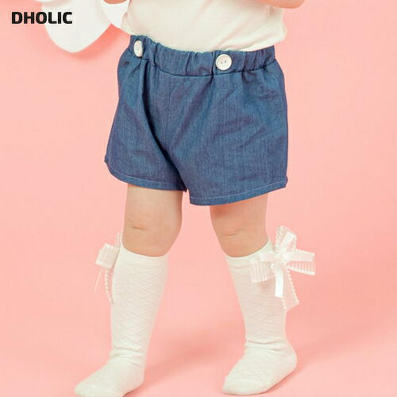 ボタンポイントデニムパンツ・p002400 キッズ【0~2才】【pt】【パンツ デニム 短パン 半ズボン ズボン ボトムス カジュアル 女の子 男の子 春 夏 子供 こども 子供服 こども服】【KIDS】