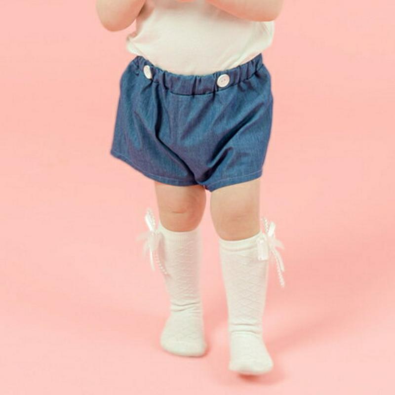 ボタンポイントデニムパンツ・p002400 キッズ【0~2才】【pt】【パンツ デニム 短パン 半ズボン ズボン ボトムス カジュアル 女の子 男の子 春 夏 子供 こども 子供服 こども服】【KIDS】