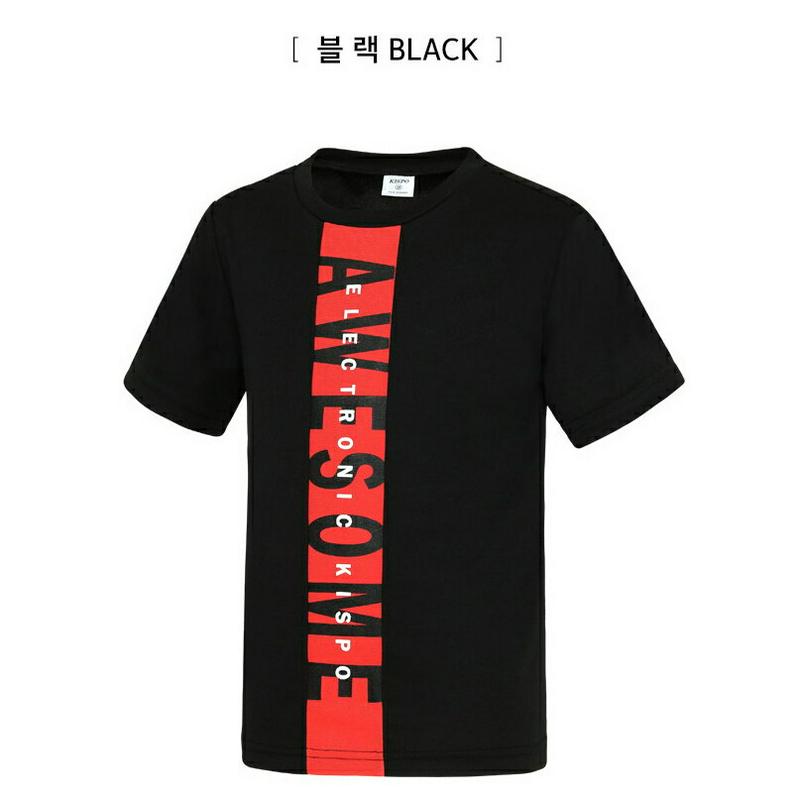 センターレタリングTシャツ(ブラック) p001787 キッズ 【9~17才】【tops】【韓国 ファッション トップス Tシャ