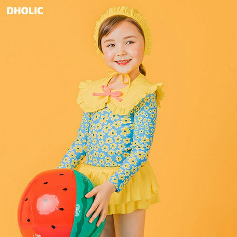花柄フリル水着3SET p002379 キッズ 【3~8才】【bw】【韓国 ファッション スイムウェア ラッシュガード セット 