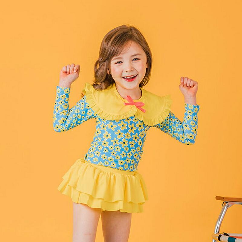 花柄フリル水着3SET p002379 キッズ 【3~8才】【bw】【韓国 ファッション スイムウェア ラッシュガード セット 