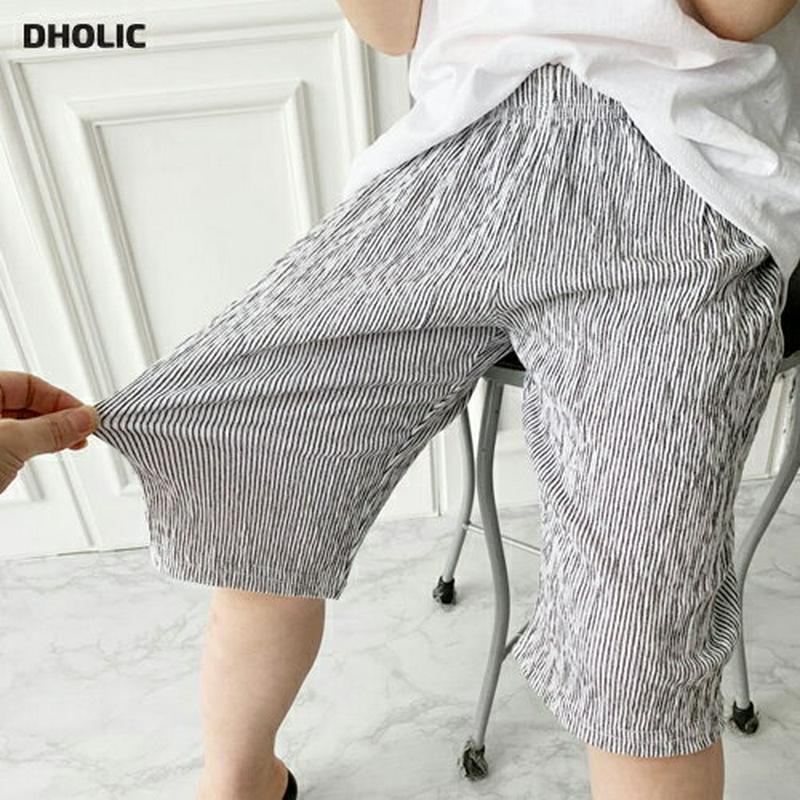 ストライプクロップドパンツ p002732 キッズ 【3~8才】【pt】【韓国 ファッション ボトムス パンツ ロング 7分丈 クロップド ストレート ウエストゴム ストライプ リンクル 子供 子供服 小学生 ジュニア 夏】【KIDS】