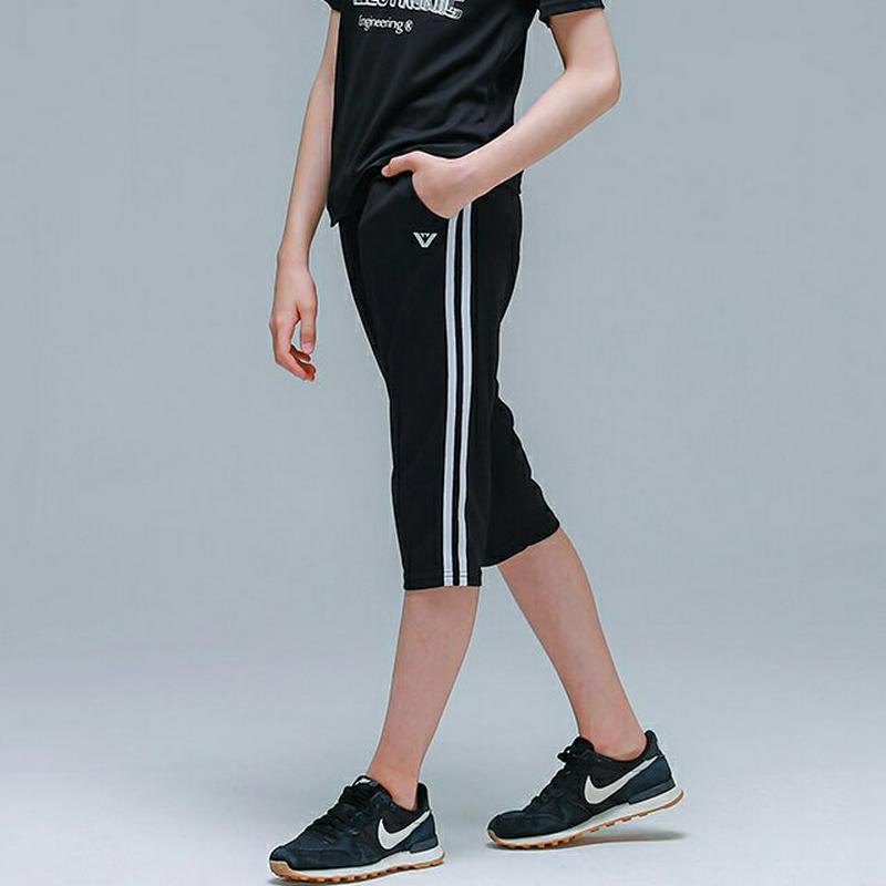 ダブルライン7分丈パンツ(ブラック) p001922 キッズ 【9~17才】【pt】【韓国 ファッション ボトムス パンツ ハー