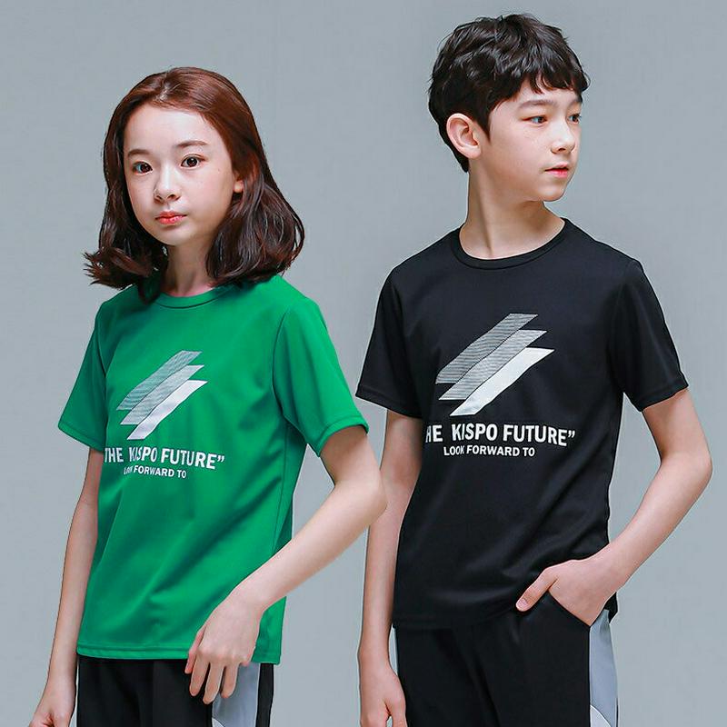 KISPOロゴTシャツ(ブラック) p001886 キッズ 【9~17才】【tops】【韓国 ファッション トップス Tシャツ 