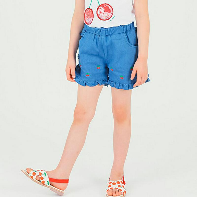 フリルチェリーショートパンツ p002653 キッズ 【3~8才】【pt】【韓国 ファッション ボトムス パンツ ショート ハーフ 半ズボン 短パン フリル ウエストゴム 女の子 子供 子供服 小学生 ジュニア 夏】【KIDS】