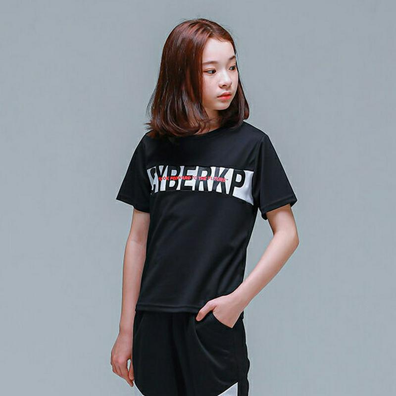 NT04フロントレタリングTシャツ(ブラック) p001882 キッズ 【9~17才】【tops】【韓国 ファッション トップス