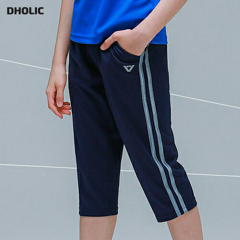 ダブルライン7分丈パンツ(ネイビー) p001924 キッズ 【9~17才】【pt】【韓国 ファッション ボトムス パンツ ハー
