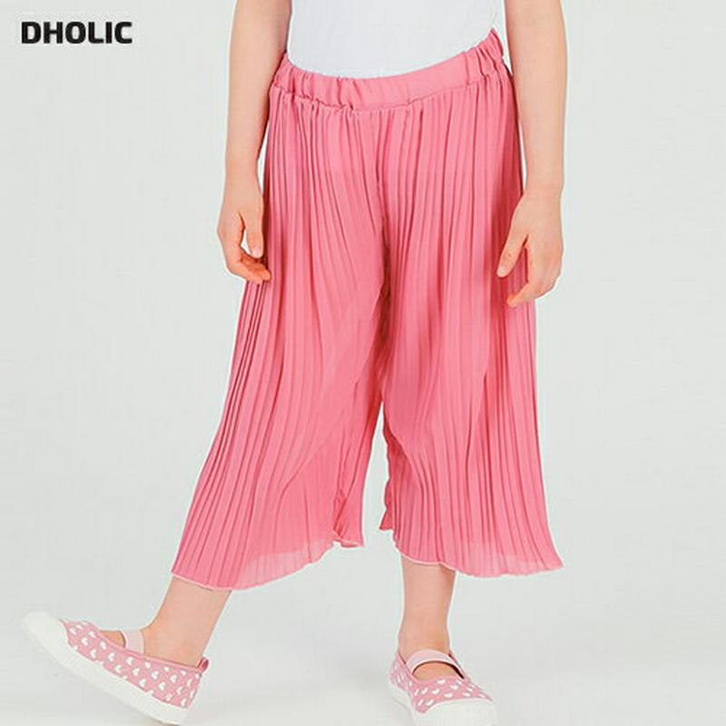 プリーツパンツ p002115 キッズ 【3~8才】【pt】【韓国 ファッション ボトムス パンツ ロング ワイド プリーツ スカーチョ ガウチョパンツ スカンツ ウエストゴム 無地 ワンマイルウェア 部屋着 子供 子供服 小学生 ジュニア 夏】【KIDS】