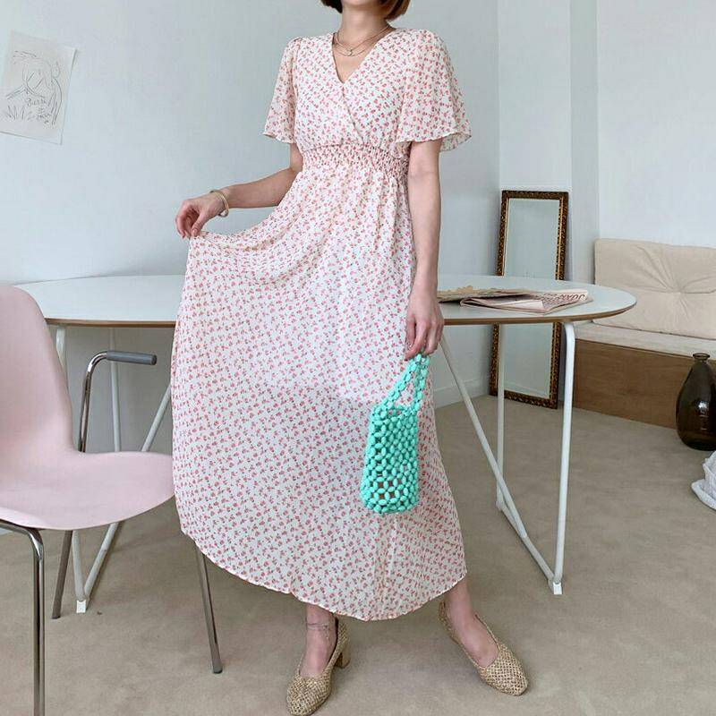 【新作10%OFF】フローラルVネックワンピース・全2色・t55775 レディース【ops】【ワンピース ロング ロングワンピー