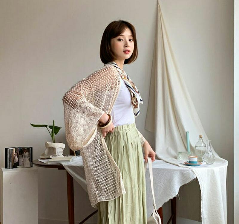【新作10%OFF】刺繍ニットガウン・全2色・b55769 レディース【cd】【ガウン ニット ニットガウン 羽織物 刺繍 透け