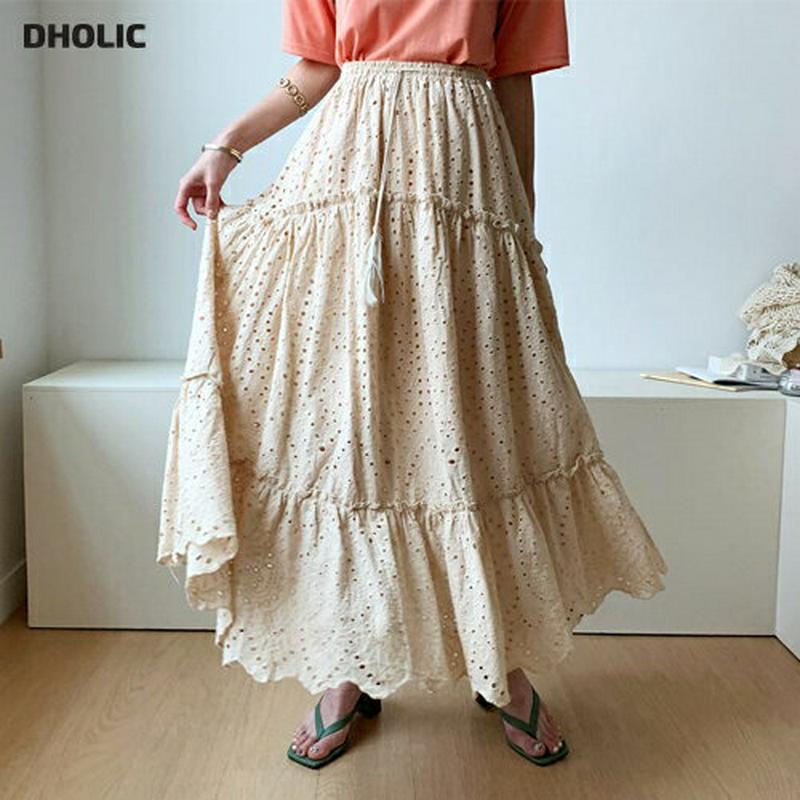 【新作10%OFF】フリルアイレットレーススカート・全4色・b55783 レディース【sk】【スカート ロング ロングスカート 