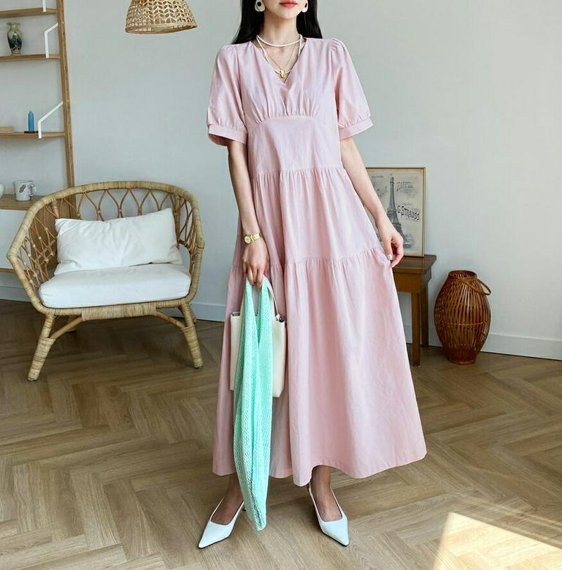 【新作10%OFF】Vネックティアードワンピース・全3色・t55777 レディース【ops】【ワンピース ロング ロングワンピー