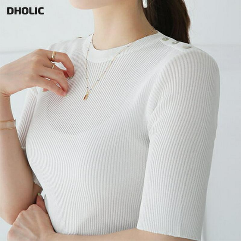 【新作10%OFF】ショルダーボタンリブニット・全5色・b62490 レディース【tops】【トップス ニット ニットトップス 