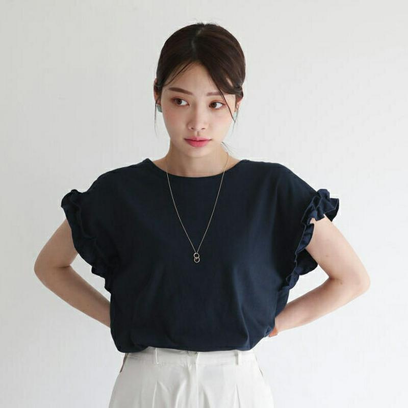 【新作10%OFF】フリルスリーブTシャツ・全2色・t62491 レディース【tops】【トップス Tシャツ 半袖 ショートスリ