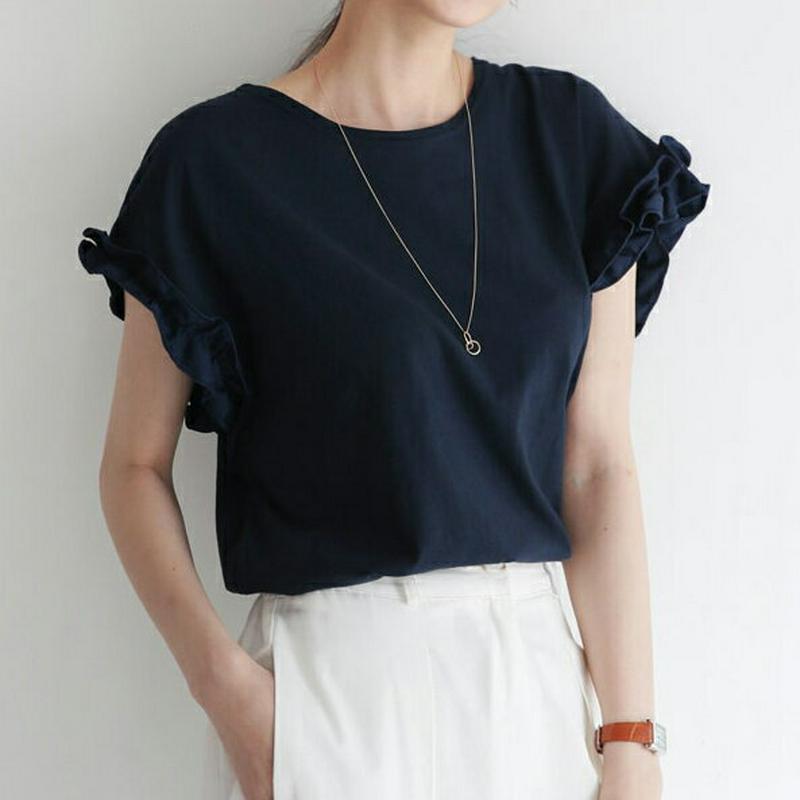【新作10%OFF】フリルスリーブTシャツ・全2色・t62491 レディース【tops】【トップス Tシャツ 半袖 ショートスリ