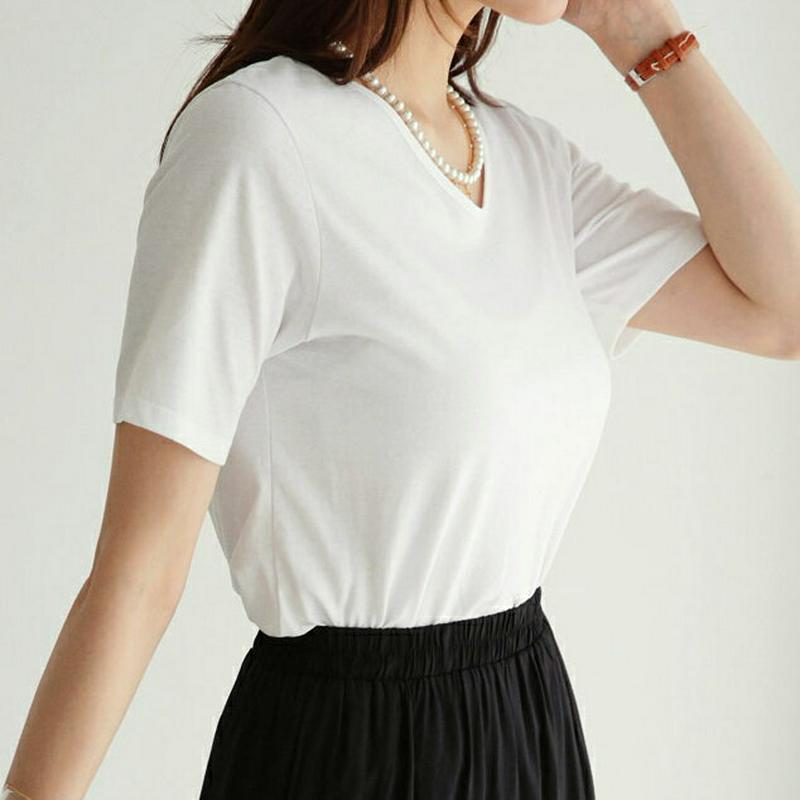 【新作10%OFF】Uネック半袖Tシャツ・全6色・b62504 レディース【tops】【トップス Tシャツ 半袖 Uネック 単色