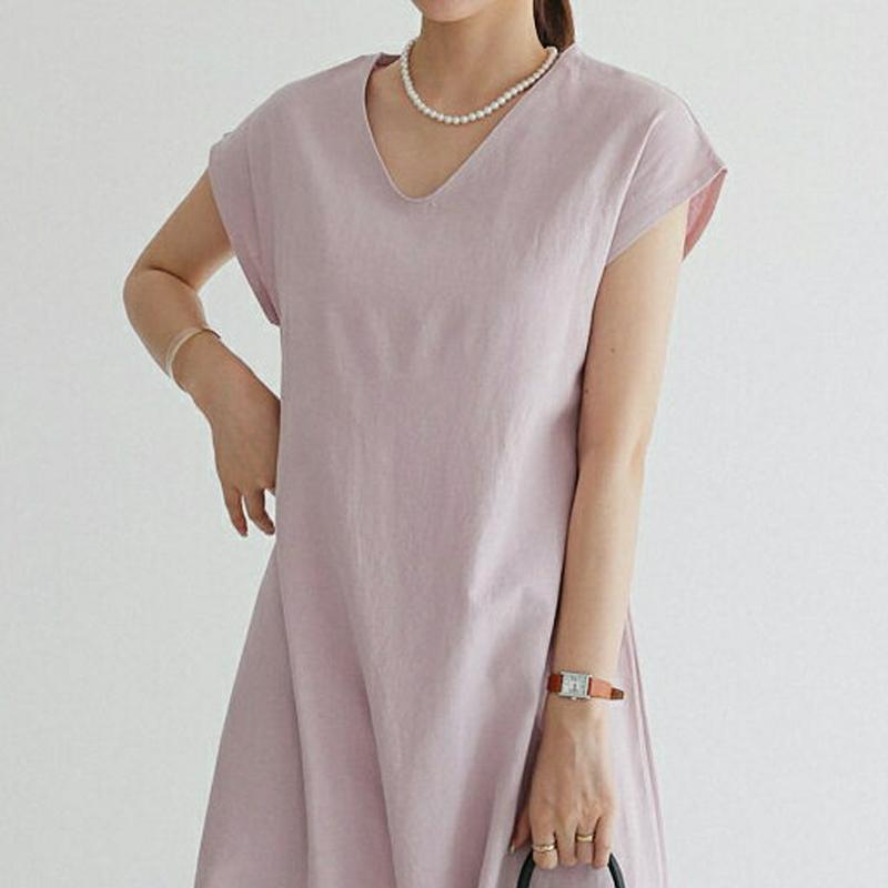 【新作10%OFF】Vネックフレンチスリーブワンピース・全4色・t62500 レディース【ops】【ワンピース ロング ロングワ