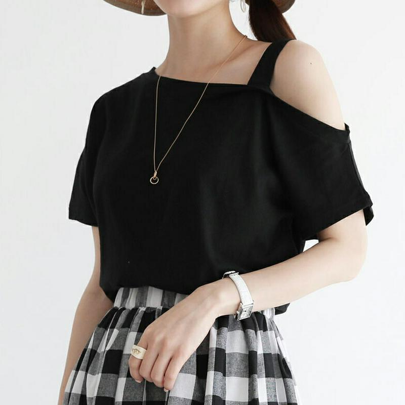【新作10%OFF】アシメオフショルTシャツ・全5色・t62488 レディース【tops】【トップス Tシャツ 半袖 肩出し ア
