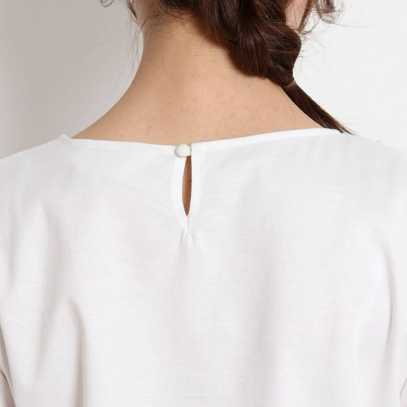 【洗える】ペンシルスムース　刺繍入りＴシャツ